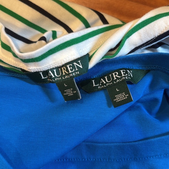 Ralph Lauren Boat Neck shirt top size Large Lrg L womens blue white stripes - Picture 12 of 12